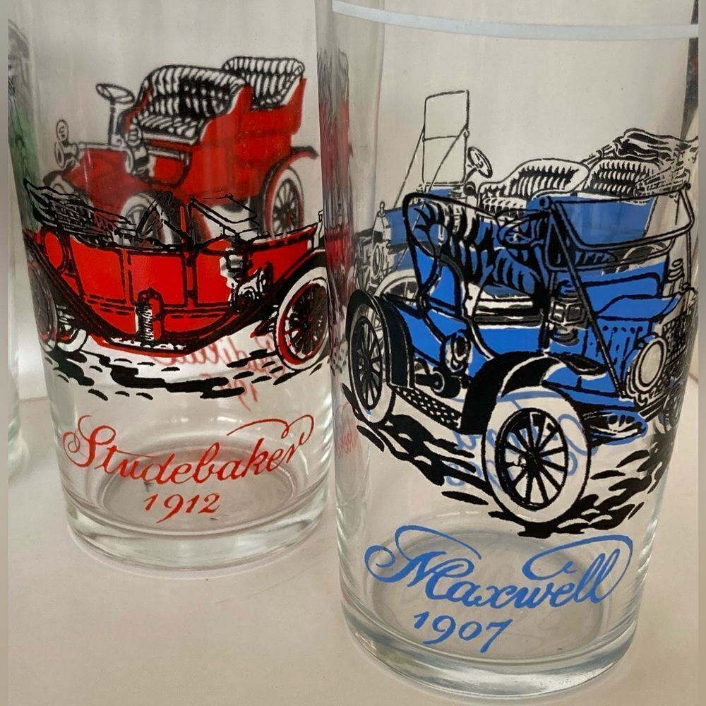6 Vintage Glasses Antique Vechiles - Picture 6 of 6